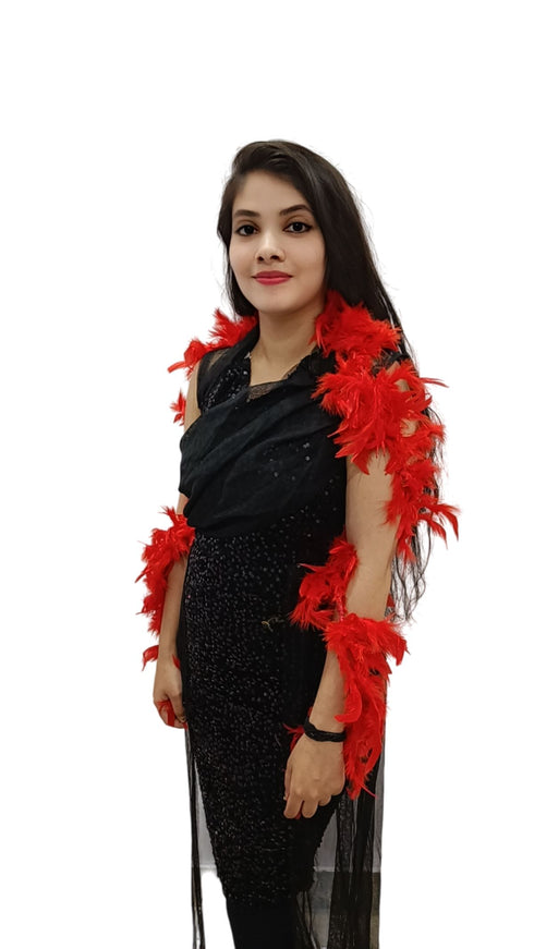 BookMyCostume Fluffy Feather Boa Stole | Soft Feathers Scarf Evening Dress Accessory for Girls | Perfect for Dance Accessory, Costume Parties & Stylish Feather Dress Look